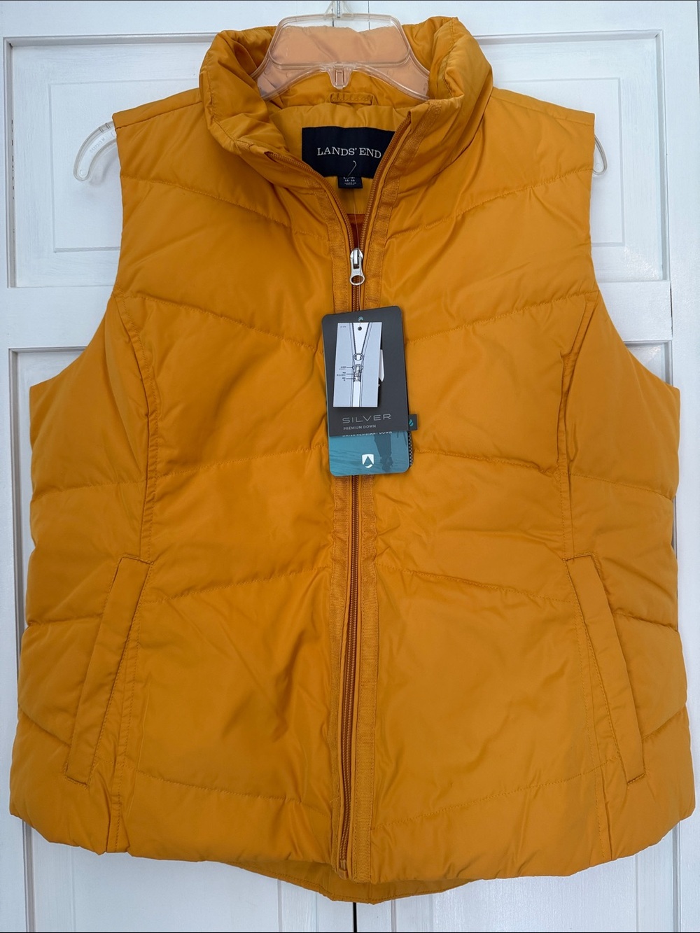 Lands' End Women's Down Puffer Vest Yellow Petite Large NWT
